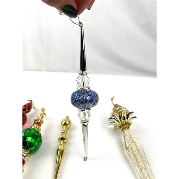 Lot Of 10 Icicle Ornaments Colorful Resin Christmas Sparkle Mixed Colorful - Picture 8 of 14